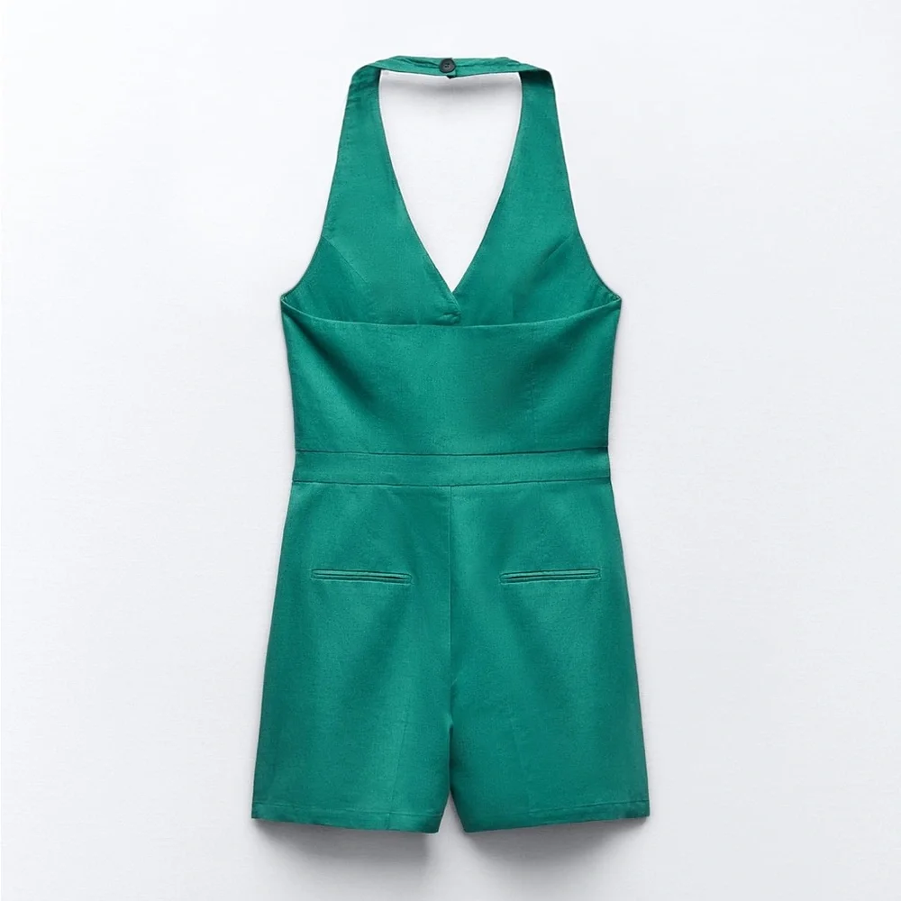 ZARA SLEEVELESS LINEN BLEND JUMPSUIT
